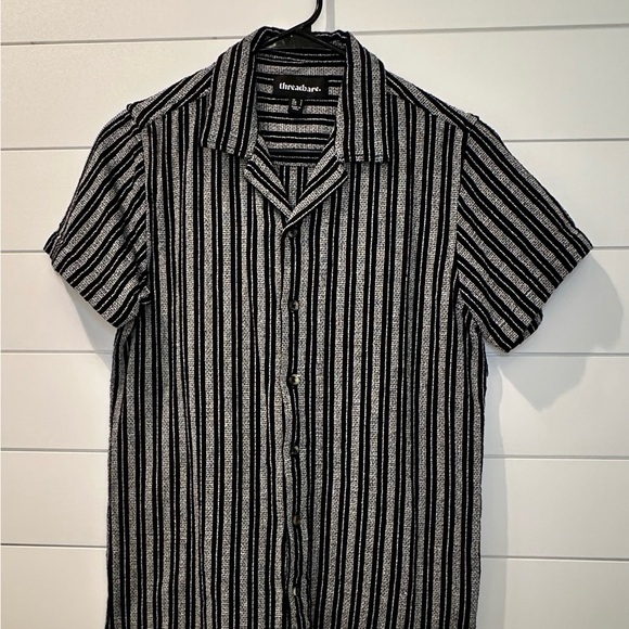 Threadbare Black and White Striped Men's Casual Shirt - Picture 1 of 3
